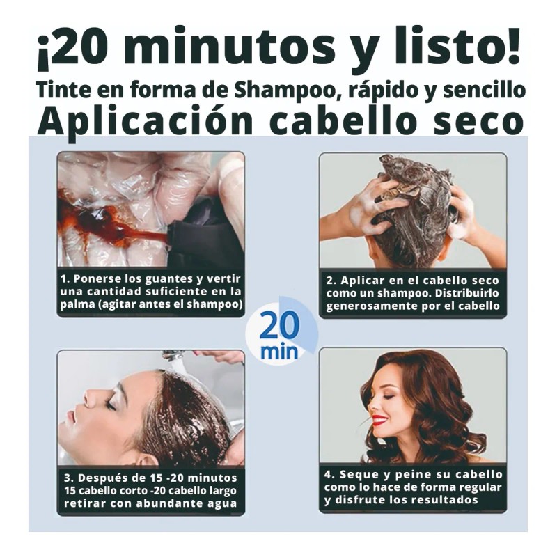 Tinte Shampoo Natural 3 En 1 Unisex Color Instantaneo 500