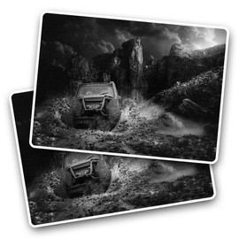 Rectangle Stickers(Set of 2) 7.5cm BW - Off Roading Quad ATV Dirt Car Fun Decals for Laptops,Tablets,Luggage,Scrap Booking,Fridges, #41959