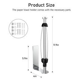 SetSail Paper Towel Holder, Single Hand Operable Paper Towel Holder Under Cabinet with Adjustable Damper Easy Tear Wall Mount Self-Adhesive or Drilled for Kitchen Bathroom, Mirror Silver