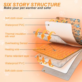 GOLOPET Large Dog Heating Pad 36×24 in for Dogs Smart Thermostat,Whelping Box for Dogs Metal Tube Waterproof Shell with Plush Cotton Cover Puppy Whelping Supplies -Apricot