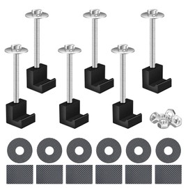 ONAGAD Truck Tool Box Mounting Kit No Drill, Upgraded Pickup Truck Bed Tool Box Tie Downs, Aluminum Alloy J Hook Crossover Toolbox Clamps (Pack of 6, Black)