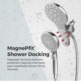 Pfister HydroFuse Shower Head and Handheld Combo, Hose Included, Magnetic Docking, 6-Function, 2.5 GPM, Polished Chrome Finish, 020HFM01CC