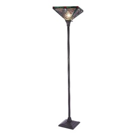 Chloe Lighting Innes Mission Tiffany-Style Blackish Bronze 1 Light Torchiere Lamp 14" Wide