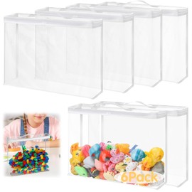 Reofrey 6 Pcs Clear PVC Toy Storage Bags with Zipper, 40x30x10cm Multi-Purpose Storage Bag with Handles, Toy Organizer Travel Bag Wash bag, Puzzle Storage, Clothes Bedding Cosmetic Organizer