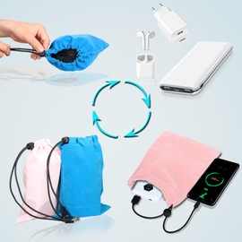 QLSOIN Travel Cable Organizer with USB Type-c Cord link Case Pouch Electronic Accessories Portable Carry Storage Bag for Link of Mobile Communication Devices Pink