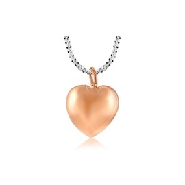 Tuscany Silver Women's Sterling Silver and Rose Gold Plated Heart Necklace of 51cm/20"