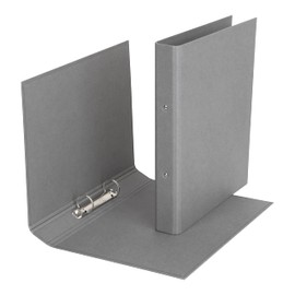 Bigso Box of Sweden 2 Ring Binder - Narrow Fibreboard and Paper Document Organiser - Document Holder for Papers, Clear Sleeves or Dividers - Grey