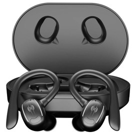 Wireless Ear-Hook TWS Earphones Bluetooth Earbuds Over The Ear Headphones Compatible with Sonim XP3plus 5G (Flip), True Stereo Charging Case Hands-Free Mic Headset