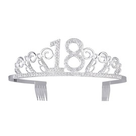 Frcolor Birthday Crystal Tiara Crown 18th Rhinestone Princess Queen Headband