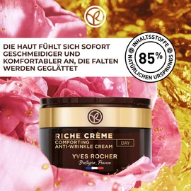 Yves Rocher RICHE CRÈME Anti-Wrinkle Pampering Day Cream, Regenerating Anti-Ageing Day Cream, Reduces Wrinkles, 1 x Glass Jar 50 ml