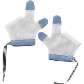 LBYHZS 1 Par Guantes Anti Succión Del Pulgar, Protector De Succión De Dedos Resistentes Mordeduras, previenen la Succión Del Dedo y la Mordedura de Uñas, Protector para Dedos de Niños (Azul, M)