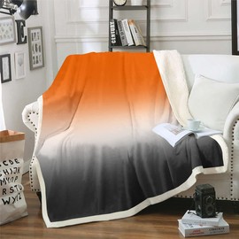 Orange Black Ombre Blanket, Yellow White Gradient Fleece Blanket Cabin Decor, Modern Watercolor Pastel Fuzzy Blanket for Bed Sofa, Abstract Soft Lightweight 3D Print Throw Blanket All Season, Throw