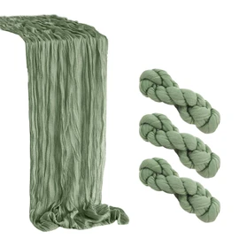 3 Pack Cheesecloth Table Runner, Table Decor Romantic Wedding Runner Gauze Table Runner for Baby Shower Bridal Shower Wedding Birthday Party Table Decor (Green)