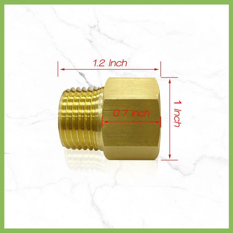 Brass Pipe Fitting Reducer Adapter 1/4" NPT Male Thread to