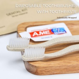 Disposable Toothbrushes with Toothpaste in Bulk, 100 Pack Individually Wrapped Biodegradable Wheat Straw Travel Toothbrushes Kit for Homeless, Nursing Home, Charity, Shelter, Airbnb and Hotel