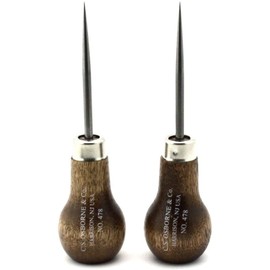 C.S. Osborne Scratch Awl #478 (3-7/8" Long) Leather Tools Made in USA Set of 2 ((Improved))