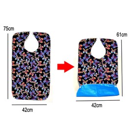 JZK Long Large Waterproof Bib with Pocket for Elderly and Teens, Washable Women Bib for Adults for Eating, Drip Bib for Disabled and Stroke Patients, black