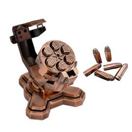 Bullet Dice Set Revolver Dice Set DND Polyhedral Roulette Dice with Spinning Revolver Cylinder Holder for DND, Tabletop Games Metal Dice Set D4,D20,D10,D8,D6 for RPG Metal Gaming Accessory Gift