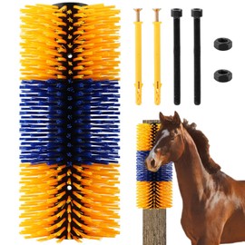 Livestock Scratching Brush, 17.7 X 7.8 Inch Horse Brush for Scratching Itchy, Relieve Itching on the Back of Livestock, Grooming Kit for Horses Goats Donkeys Cows Sheep Pigs(Blue+yellow)