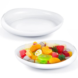 Hushee 2 Pcs Adaptive Scoop Plates 8 Inches Scooped Dish Suction Bowls with Silicone Anti-Slip Rubber Ring Eating Utensils for Elderly Disabled Handicapped from Parkinsons Dementia Stroke