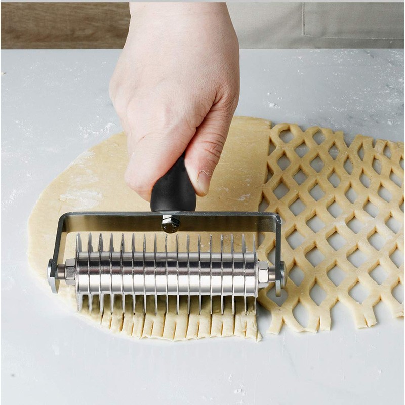 AMPSEVEN Pastry Lattice Roller Cutter - Professional Stainless Steel Dough