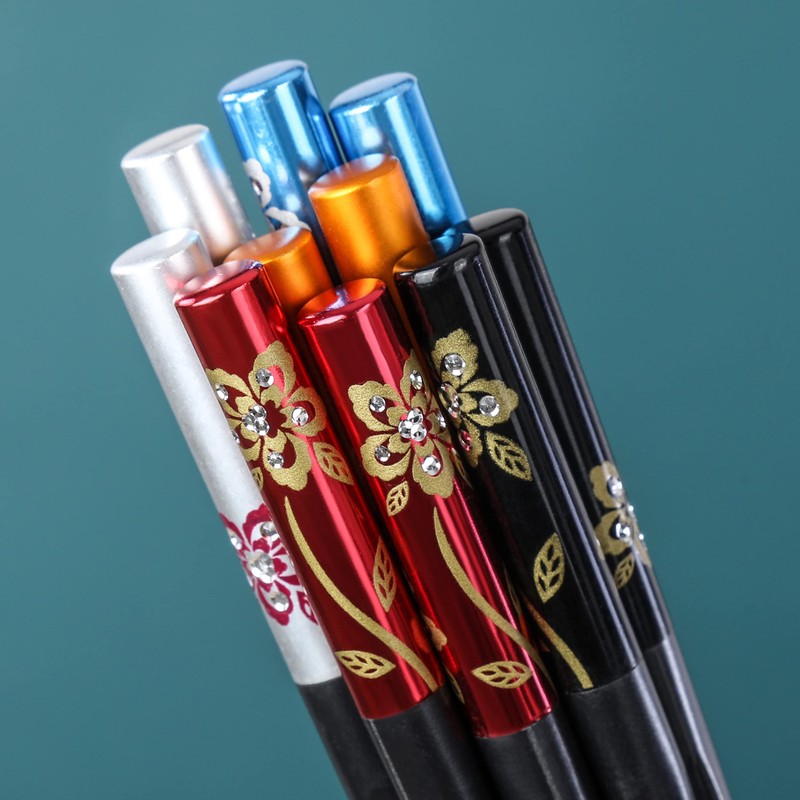 HuaLan 5 Pairs Fiberglass Chopsticks Range Non Slip Reusable