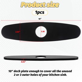 Matte Black Faucet Plate, Kitchen Sink Cover Stainless Steel Sink Hole Cover 10 Inch 1 or 3 Hole Deck Plate Bathroom or Kitchen Sinks Faucet Escutcheon Holes Covers