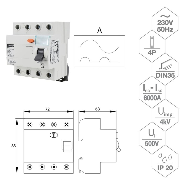 asvendo Electro/Schelinger/Residual Current Circuit Breaker/FI Switch / 2-Pin / 4-Pin