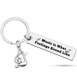 Heigebi Music Keyring Gift Music is what feelings sound like Keyring Music Lover Gift Music Note Keyring Gift for Music Teacher Student Musicians Keyring Inspirational Gift Music Key Ring
