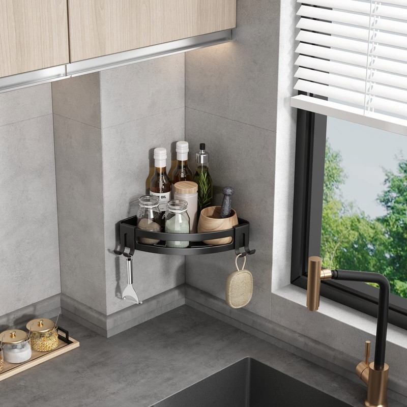 VOLPONE Corner Shower Caddy with Razor Holder Adhesive Shower Shelf