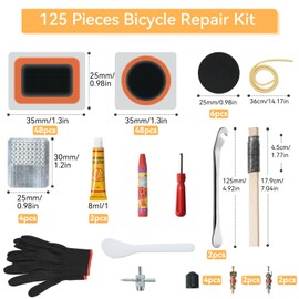 Annyswit 125 Pcs Bike Puncture Repair Kit, Bike Tyre Repair Kit with 102 Repair Patches, Emergency Bicycle Puncture Repair Kit, Bike Inner Tube Repair Kit for Bicycle, Mountain Bike, Inflatable Boat