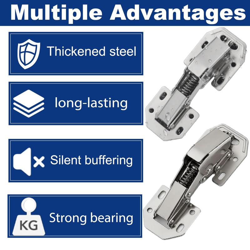 6PCS Soft Close Cabinet Hinge, No Pre-Drilled Cabinet Hinges, Surface