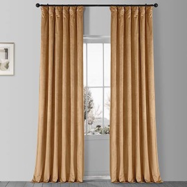 HPD Half Price Drapes VPCH-140805-108 Signature Blackout Velvet Curtain (1 Panel), 50 X 108, Amber Gold