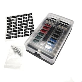 Zoyseay 12 Way Marine Fuse Block with LED Indicator, Waterproof and Damp-Proof Cover with Blade Fuses for Automotive Car Boat Truck, Fuse Panel Dc 12/24v ATC/ATO Fuse (12)