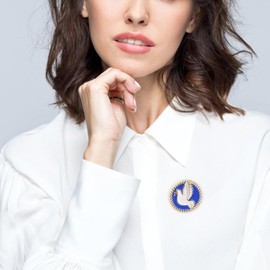 Drado Doves of Peace Brooch - Elegant and Fashionable Brooch, High Quality and Versatile for the Fashion Conscious (Blue Background), Zinc