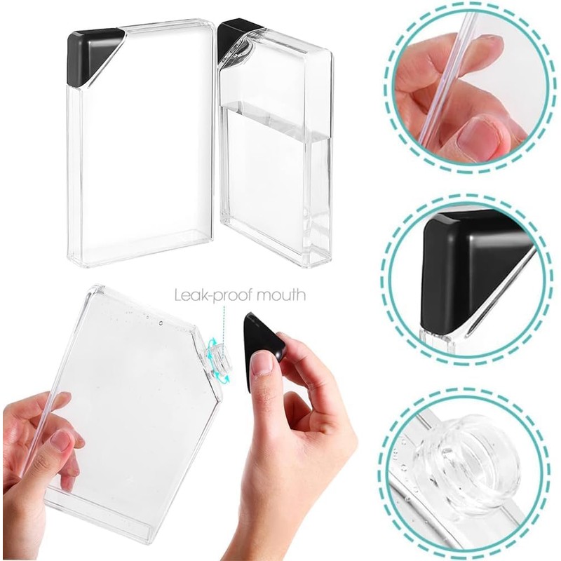 Flask Transparent Flat Water Bottle - Stylish Memo Bottle for