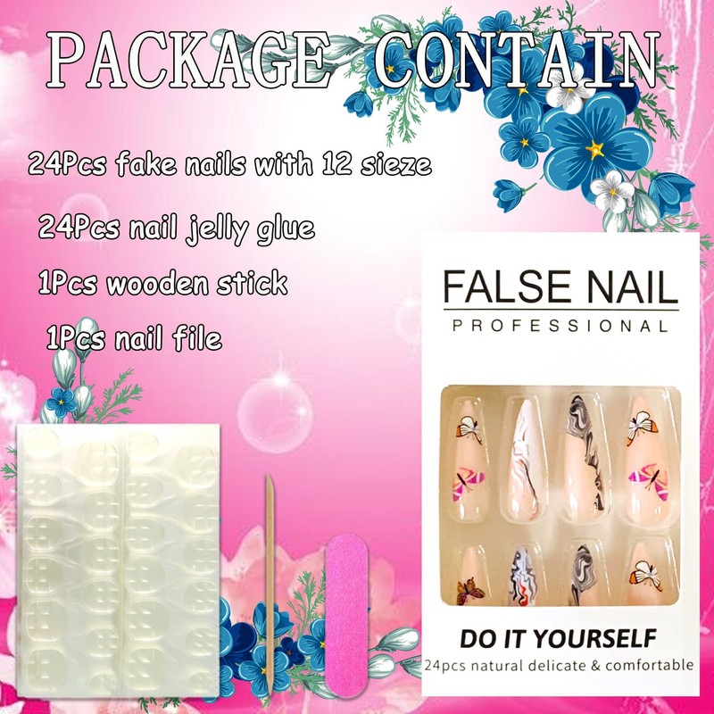 Press on Nails Pointed Almond Shaped Glossy Full Cover Acrylic