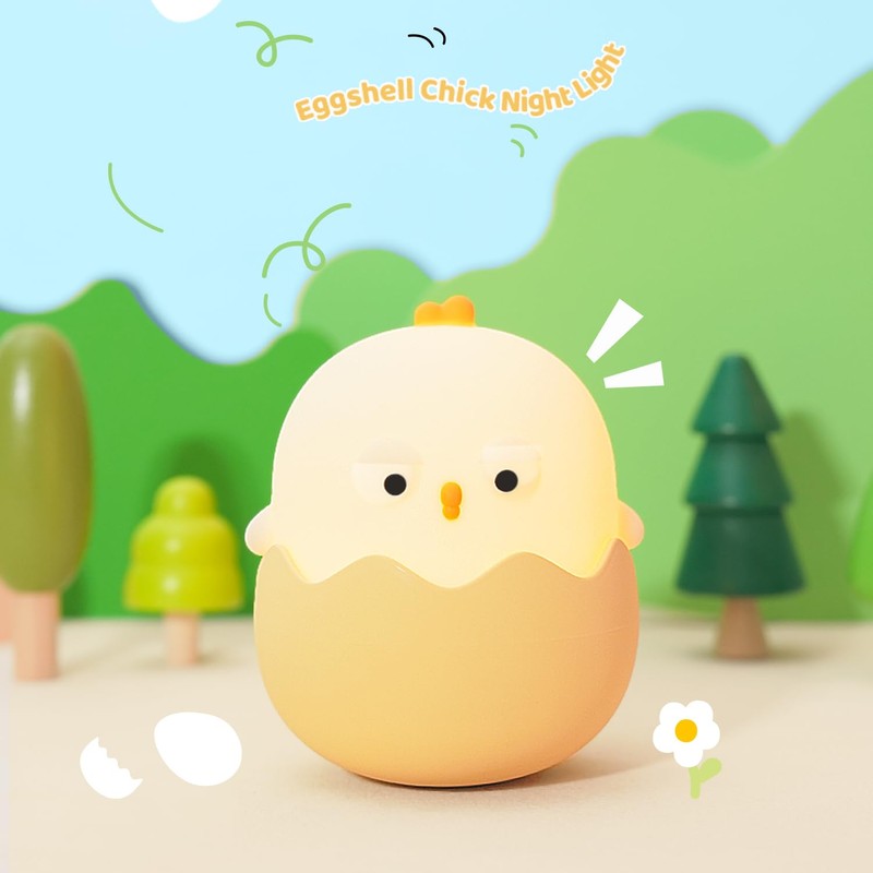 Myratts Cute Eggshell Chick Night Light, 7 Colors Dimmable Chick