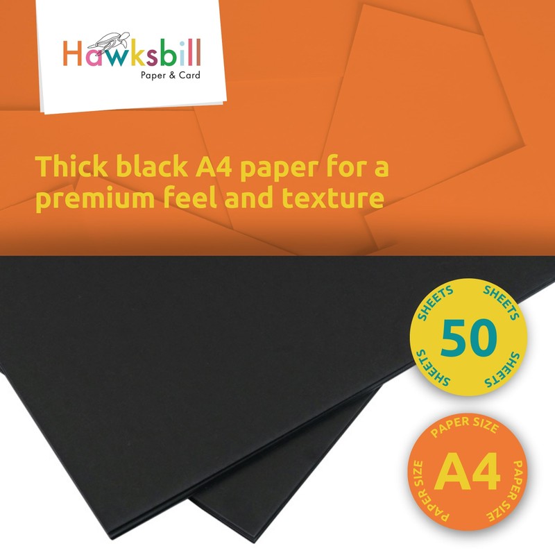 Hawksbill Paper 220GSM Multi-Purpose Black Card – 50 Pack of