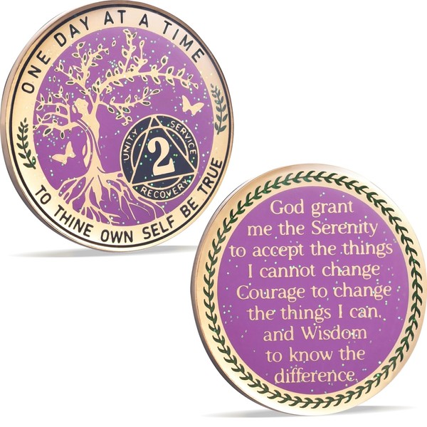 LParkin 2 Year Sobriety Coin, Tree of Life Sobriety Coin,