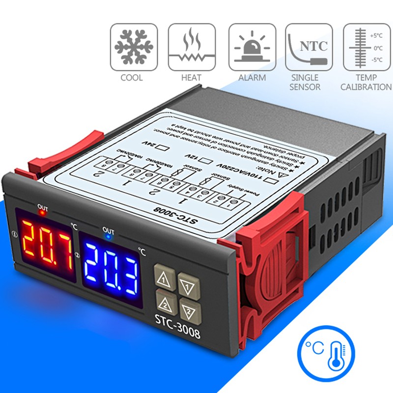 Digital Display Temperature Controller Microcomputer Intelligent Dual Control Electronic Adjustable