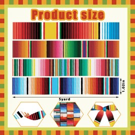 Hying 4 Rolls Mexican Ribbons for Crafts Wrapping Gifts, Serape Fiesta Ribbon for Gift Wrapping Party Decoration DIY, 0.9" X 20 Yards Rainbow Stripes Grosgrain Craft Ribbons for Cinco De Mayo Decor
