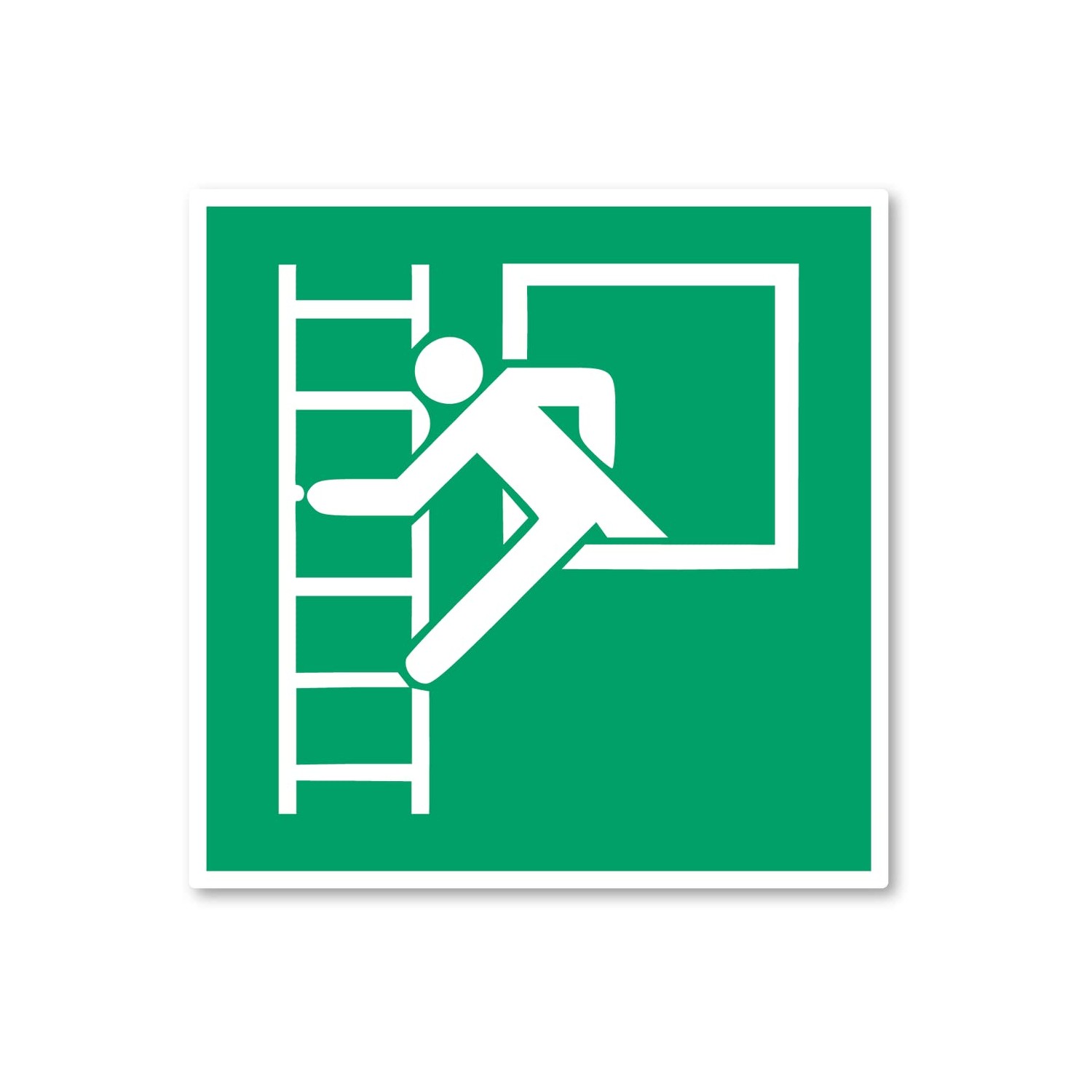 Emergency Exit with Escape Ladder, Rescue Sign: E016 - DIN EN ISO 7010 ...