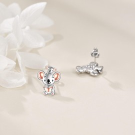 YONFQE Koala Earrings Sterling Silver Koala Stud Earrings Cute Animal Jewelry Koala Lover Gifts for Women