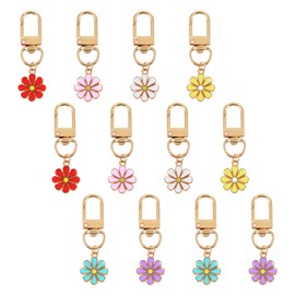oruola 12pcs Flower Bag Charm,Daisy Zipper Pull Charm,Flower Wallet Charm for DIY Flower Keychain,Cute Flower Zipper Charms for Girls Backpack School Wallet Handbags,6 Colors