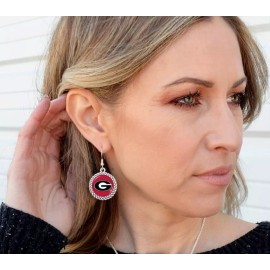 From the Heart 57438 Georgia Bulldogs Silver Olivia Charm Silver Earrings Jewelry Gift UGA
