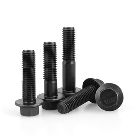 CONPHERON Flange Screws Flange Hex Bolts M8x25mm (Fully Threaded) High Tensile Grade 10.9 Alloy Steel, Black