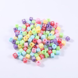 1000pcs 6 * 6mm Acrylic Cube Letter Beads, Letter A-Z Beads are Used for DIY Necklace, Charms for Bracelets and Jewelry Production (Mixed White Letter A-Z)