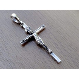 Cross Sterling Silver 925 Pendant INRI Jesus Christ Crucifix Religious Unisex