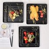 Yummost Melamine Dinnerware Sets - 12pcs Square Plates and Bowls